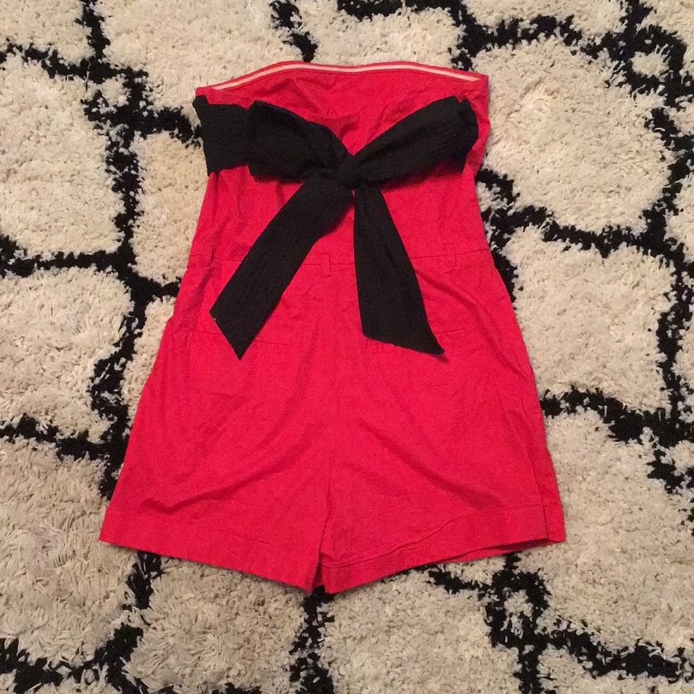Red romper with bow back